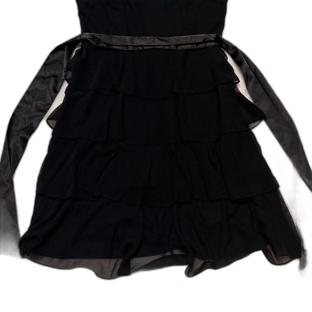 S.L. Fashions Vintage Black Beaded Sequin Cocktail Dress Chiffon LBD Size 8 - Picture 3 of 11